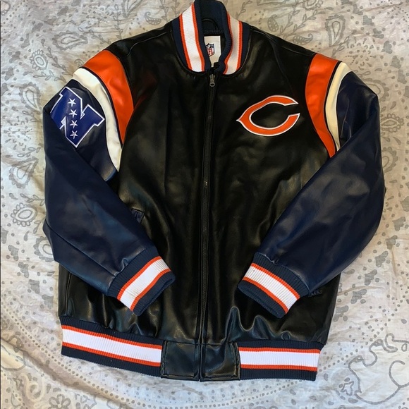 NFL Other - Chicago Bears NFL Faux Leather Bomber Jacket Sz L